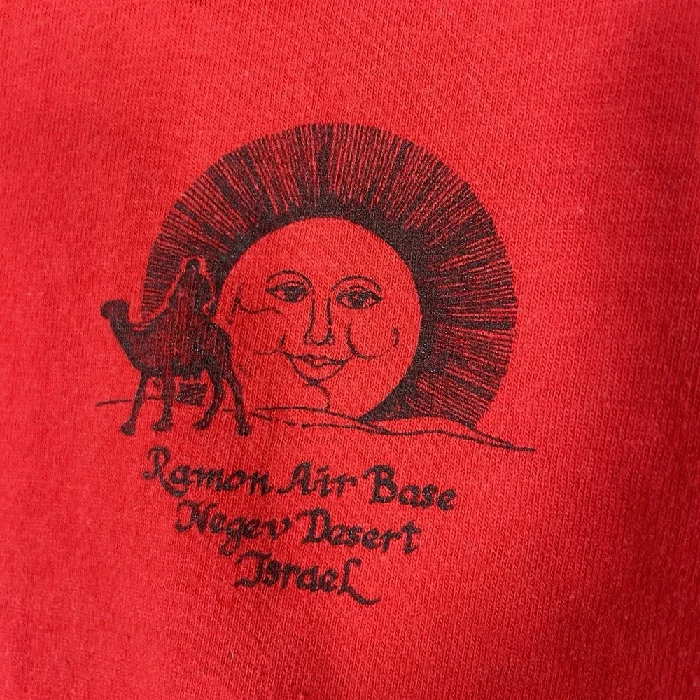 Vtg 70s Israel Tshirt Mens Medium Ramon Air Base Negev Desert Military IDF Hanes